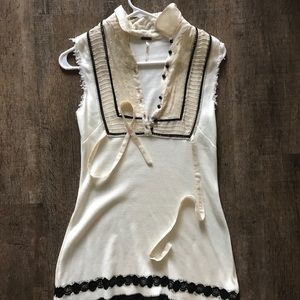 Free People Lace Cream/Black Tunic, XS